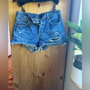 Levi's Blue Jean Shorts Distressed High-Waisted